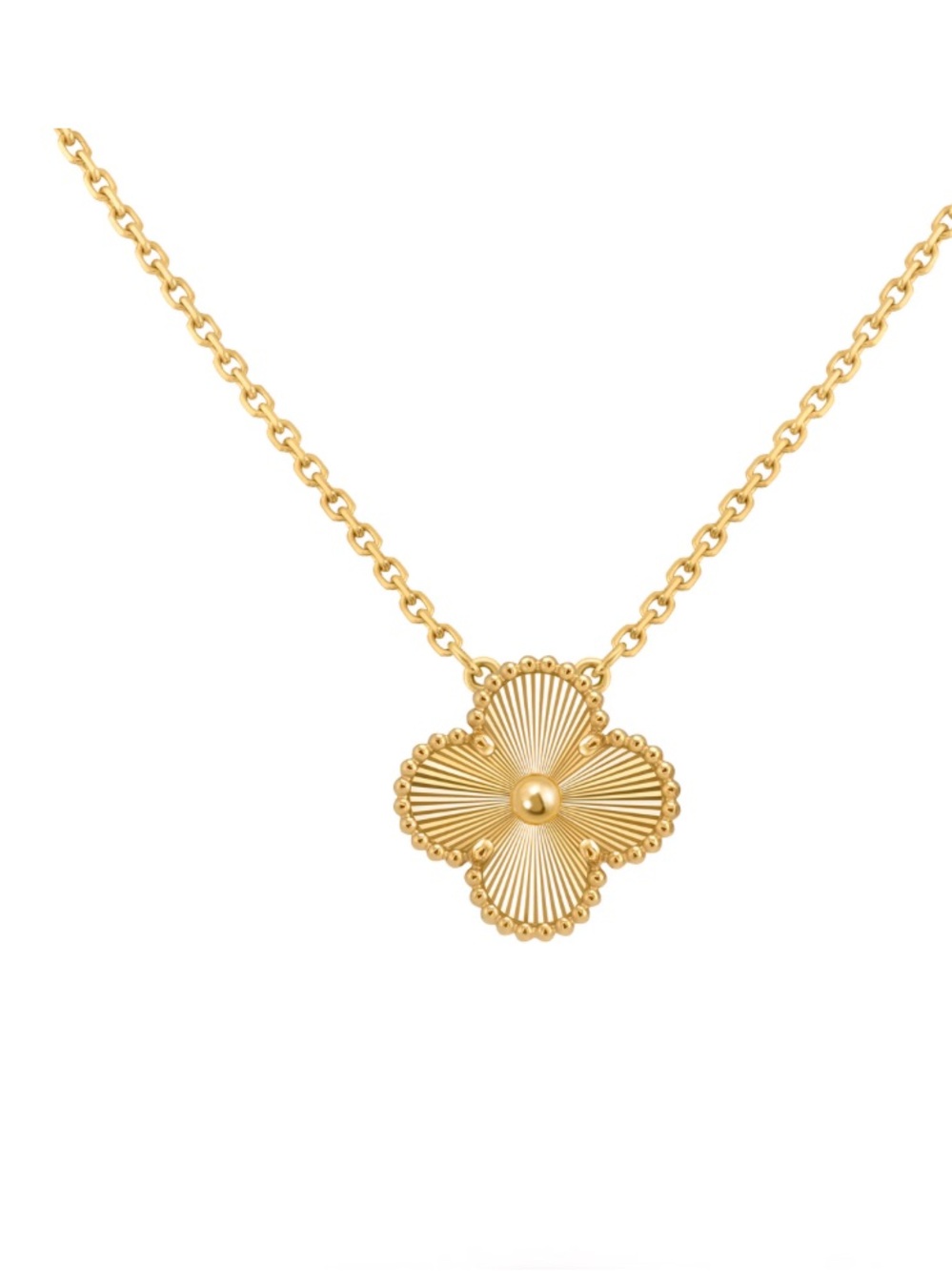 18K Real Gold Clover Pendant Necklace - Elegant Women's Jewelry